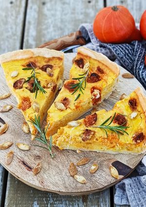Une photo de Tarte citrouille et chorizo