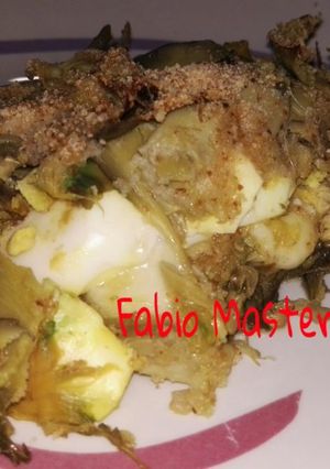 A picture of Baked Saffron Artichoke Casserole (Timballo di Carciofi allo Zafferano).