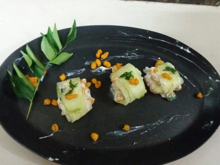 Easy Steps Make|Recipe} Cucumber boondi raita roll ups Anti-Fail