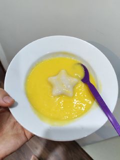 Hình của món Đậu hũ yến mạch sốt xoài ăn dặm cho bé 6m+.