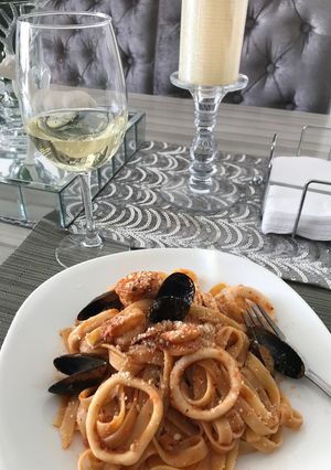 Una foto de Fettuccini frutti di mare