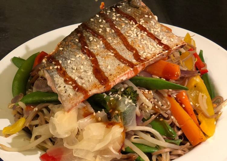 Recipe of Any-night-of-the-week Wild salmon teriyaki soba