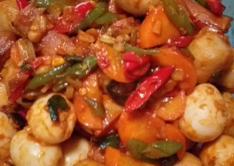 Bumbu Menyiapkan Sayur campur sosis dan bakso saus tiram Lezat