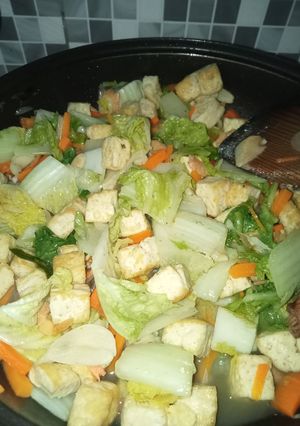 Foto resep Tumis sawi tahu ebi