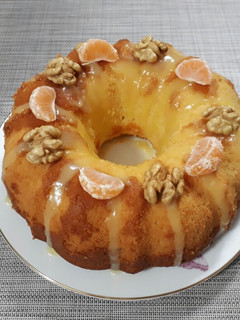 عکسی از دستور کیک نارنگی با سس نارنگی🍊
