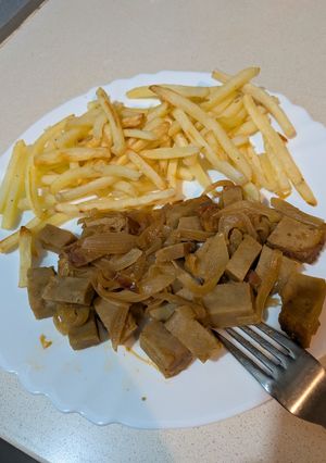 Una foto de Seitán encebollado (vegan)