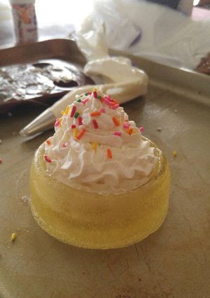 A picture of Candy bowls with homemade whipped cream.