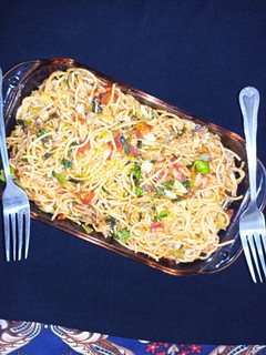 A picture of Leftover spaghetti.