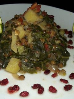 صورة لوصفة عدس بالسلق والخضار