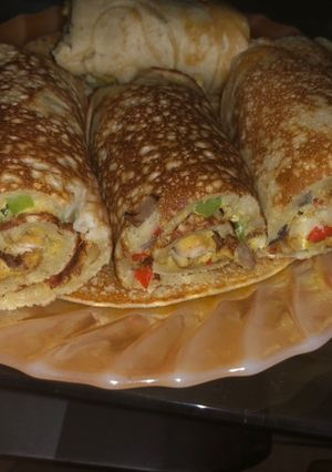 A picture of Pancakes And chicken.