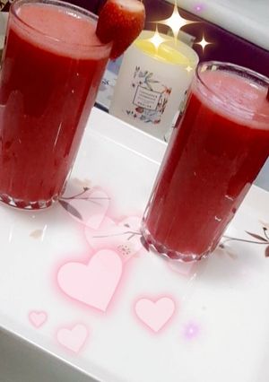 صورة لوصفة عصير الفراولة بالليمون