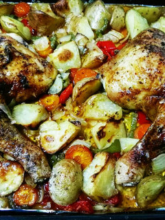 Una foto de Pollo al horno (cuartos traseros)
