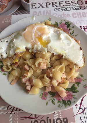 Фото Макарошки с ветчиной и яйцом#кулинарныймарафон.