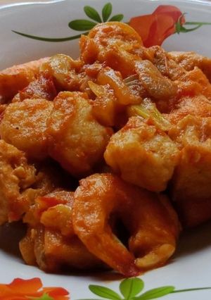 Foto resep Udang tahu manis & pedas