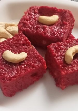 A picture of Beetroot Burfi.