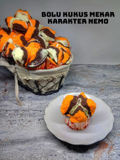 Foto resep Bolu Kukus Mekar Karakter Nemo (Metode All in One)