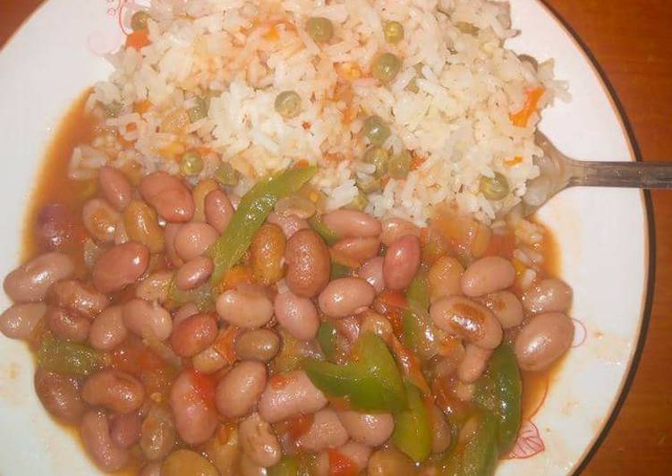 Recipe of Perfect Vegetable Rice with Stewed beans