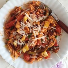 A picture of Roasted "Bell" pepper pasta.