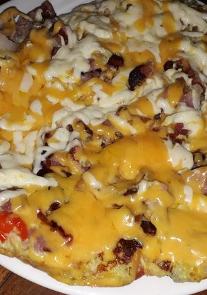 Una foto de Okonomiyaki cubano