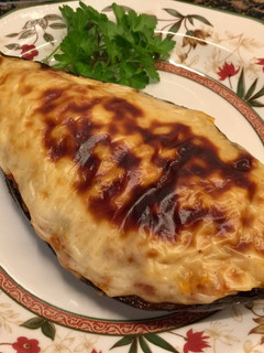 Una foto de Berenjena rellena, sin gluten, sin lactosa