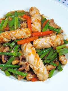 魷魚醬燒韭菜花 的食譜成品照片