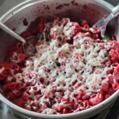 A picture of Veg. Beetroot macroni pasta.