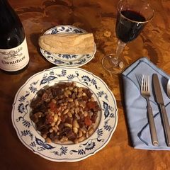 A picture of California Farm Cassoulet Baked Beans in the Air Fryer.