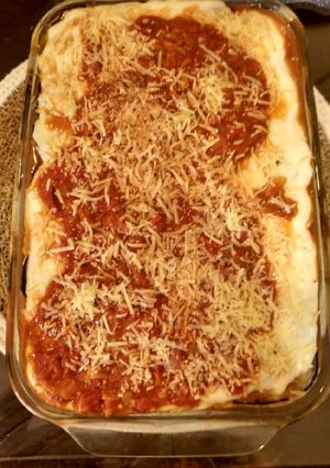 Una foto de Lasagna de berenjenas, zucchini y zapallitos