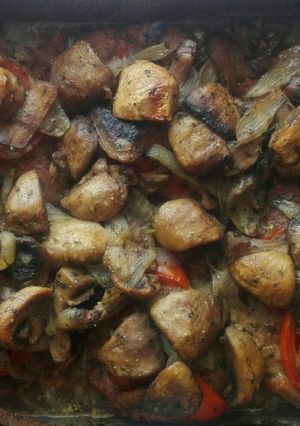 Sült tarja fűszeres gombával recept fotója