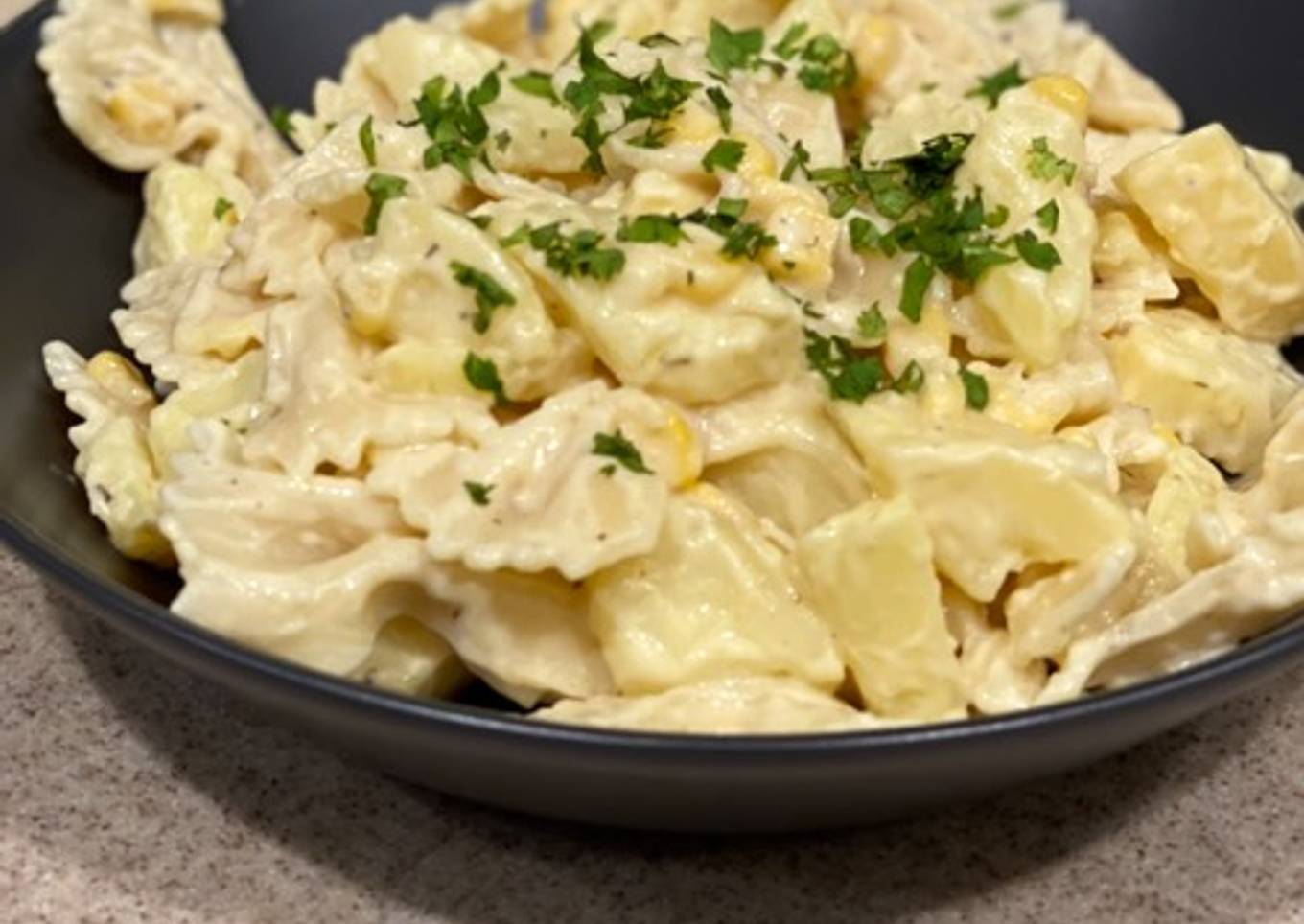 Potatoes n pasta salad with honey mustard dressing 💞