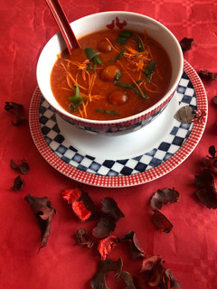 A picture of Tomato carrots soup.