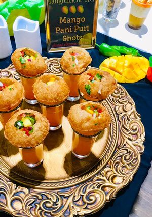 A picture of Mango Pani Puri Shots.