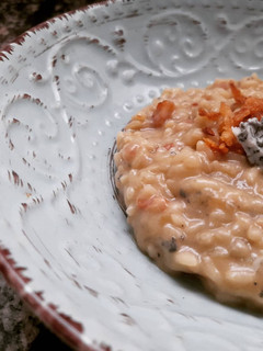 Una foto de Risotto de cabrales y bacon