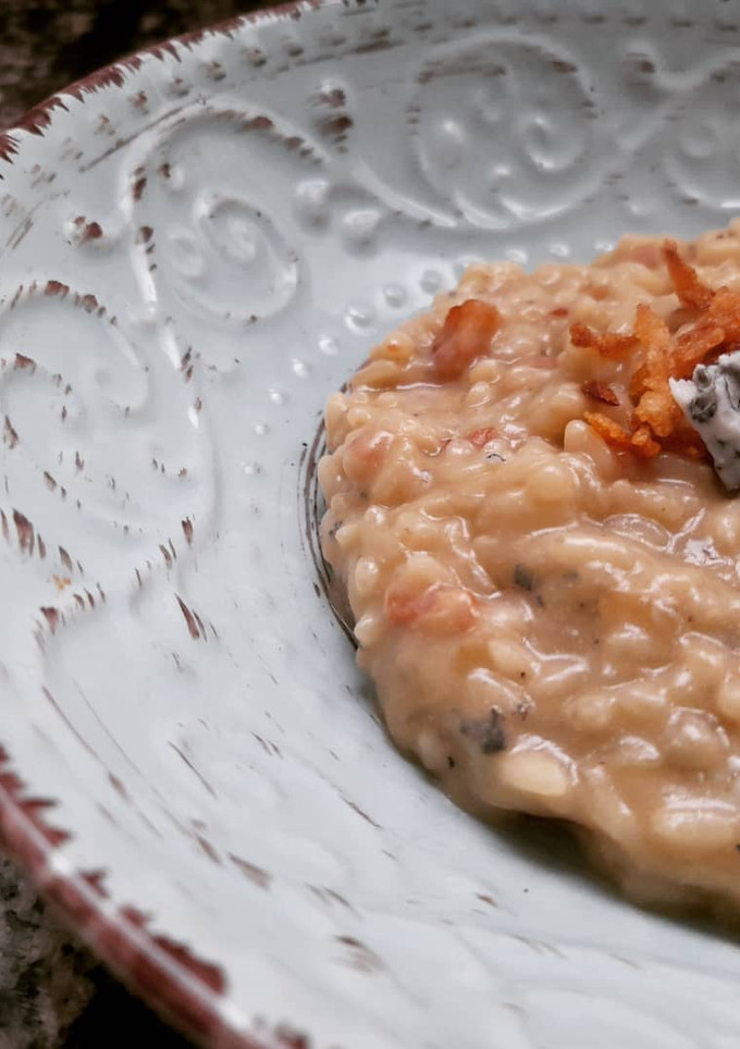 Una foto de Risotto de cabrales y bacon