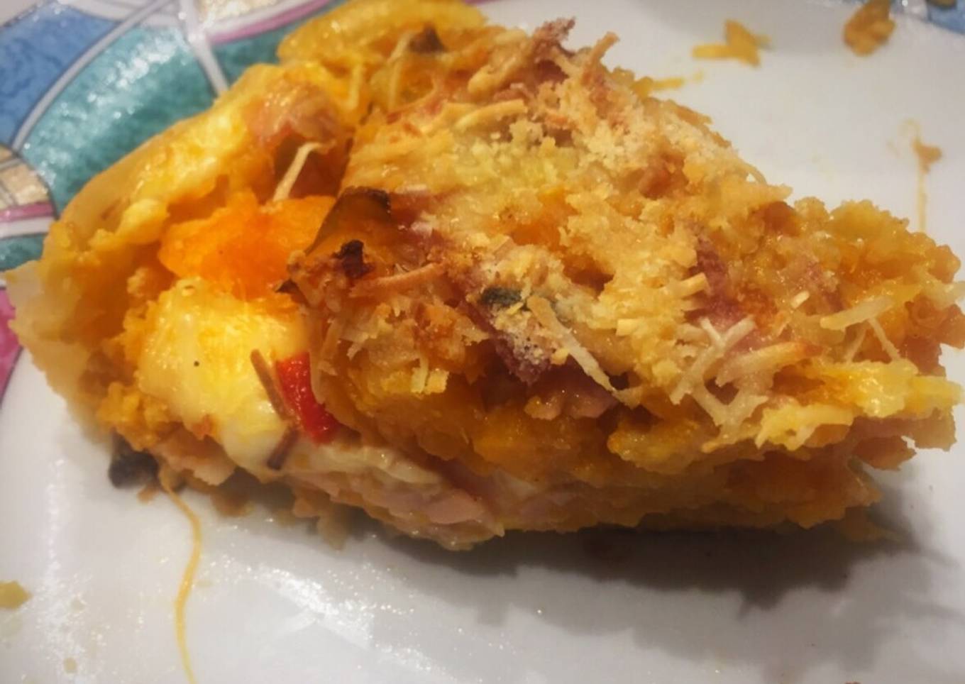 Tarta de calabaza y panceta dulzona