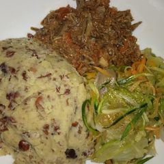 A picture of Mushenye omens and fried vegetables #charity support recipe.
