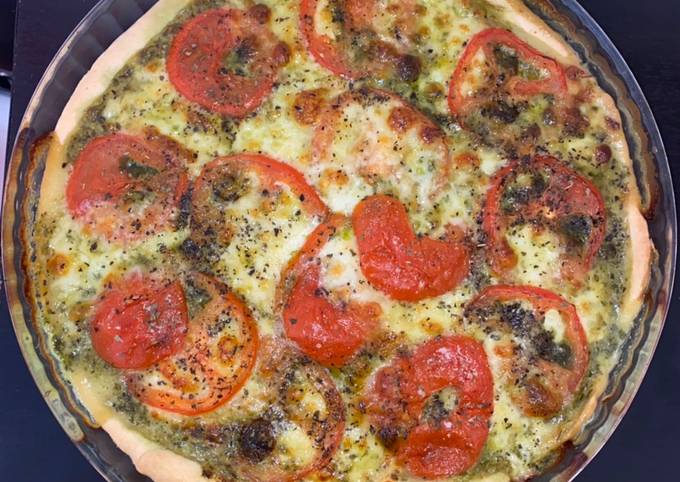 Recette Délicieuse Tarte pesto tomate mozza