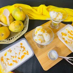 Mango Swirl Ice-cream A picture of Mango Swirl Ice-cream.