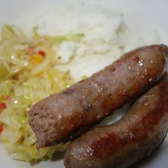 A picture of Sausages and Pap.