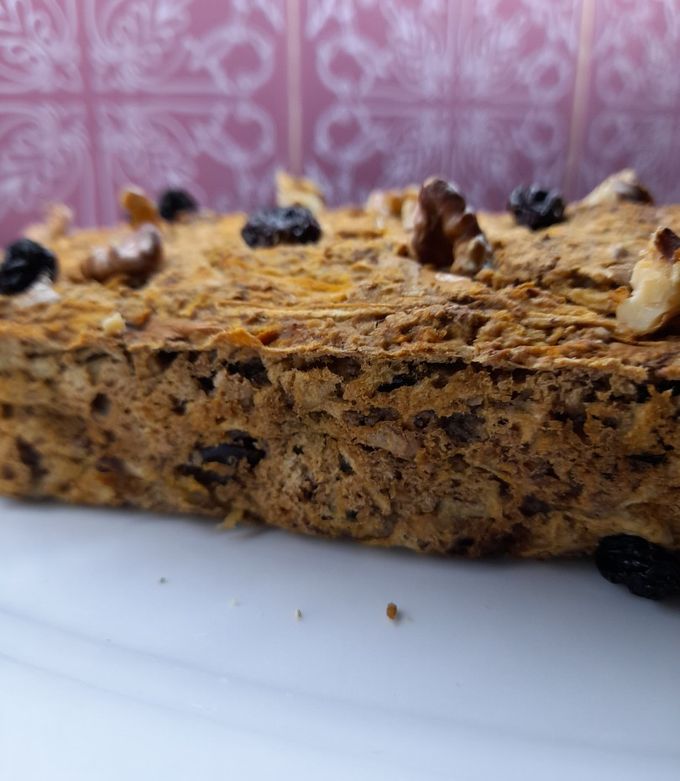 Una foto de Budín de avena, 3 frutas