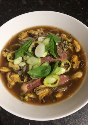 A picture of My Vietnamese inspired beef pho 🍲.
