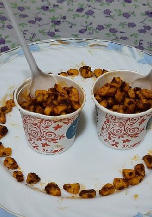 A picture of Mall PVR style spicy corn black salt butter masala.