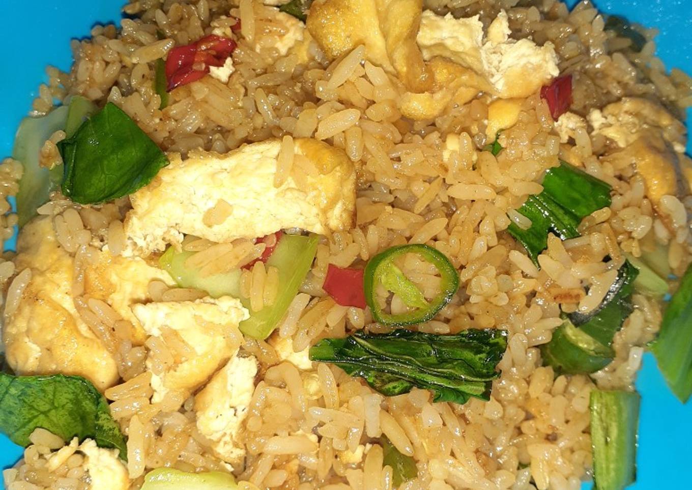 Nasi Goreng Pak Coy dengan Tahu