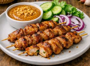 Une photo de Moo Satay — Brochettes de porc thaïlandaises