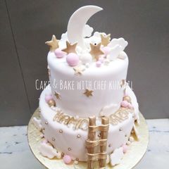 A picture of Up in the clouds fondant Birthday cake.