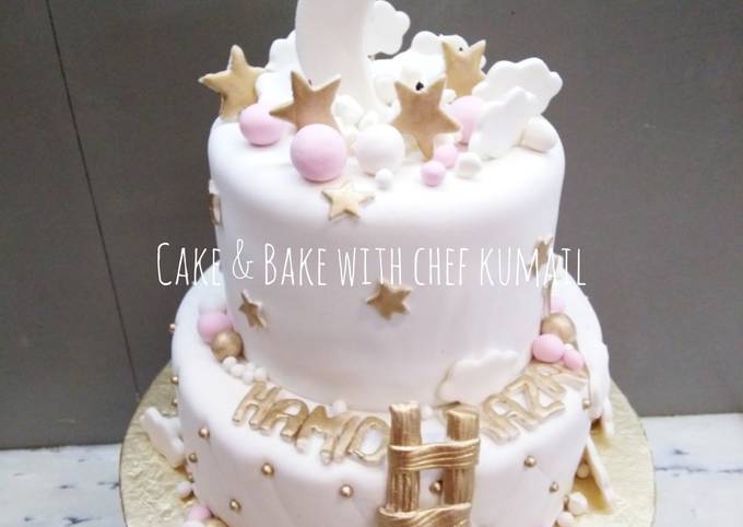 Up in the clouds fondant Birthday cake Recipe by Chef Kumail - Cookpad