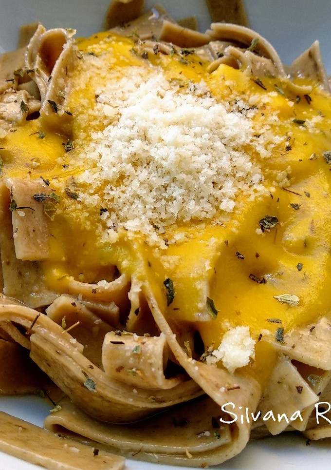 Una foto de 88.🍝Pasta exprés de boletus con salsa de calabaza🎃🍄