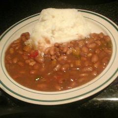 A picture of Simple pap and baked bean soup.