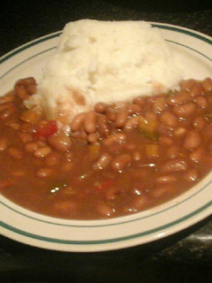 A picture of Simple pap and baked bean soup.