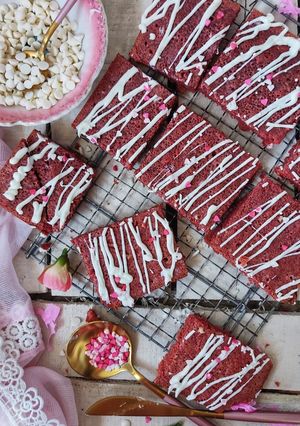 A picture of Red velvet brownies.